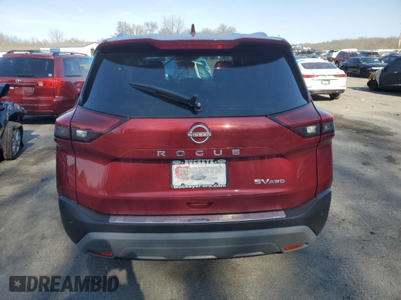 2022 Nissan Rogue SV with VIN JN8BT3BB4NW335819, listed as a Copart auction lot 46395065 with 58,537 mi miles and Salvage Title. Bid and sale history available at carsss.com. Image 6.