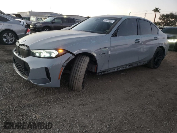 2023 BMW 3 Series 330e with VIN 3MW39FF03P8D07348, listed as a Copart auction lot 89401225 with 36,005 mi miles and Salvage Title. Bid and sale history available at carsss.com. Image 1.