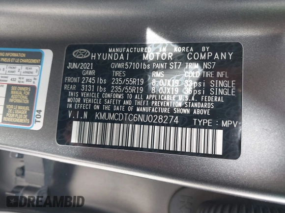2022 Genesis GV70 Sport with VIN KMUMCDTC6NU028274, listed as a IAAI auction lot 41613720 with 46,522 mi miles and . Bid and sale history available at DreamBid. Image 9.