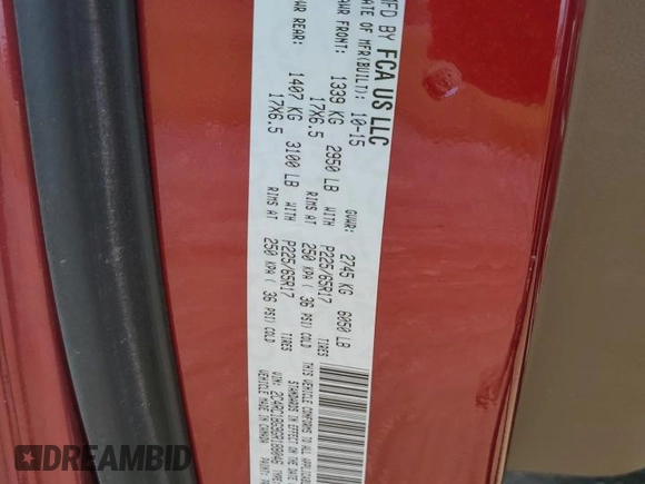 2016 Chrysler Town & Country Touring with VIN 2C4RC1BG9GR188046, listed as a Copart auction lot 64872494 with 84,645 mi miles and Salvage Title. Bid and sale history available at DreamBid. Image 13.