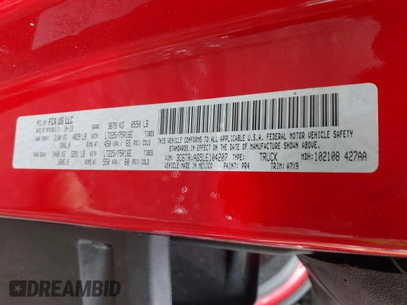 2020 Ram ProMaster Cargo with VIN 3C6TRVAG5LE104207, listed as a IAAI auction lot 41429849 with 52,971 mi miles and . Bid and sale history available at DreamBid. Image 9.
