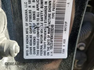2019 Honda Insight Touring with VIN 19XZE4F90KE028249, listed as a Copart auction lot 49175905 with 112,165 mi miles and Salvage Title. Bid and sale history available at carsss.com. Image 13.