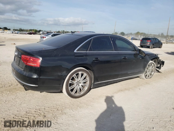 2013 Audi A8 3.0L with VIN WAUAGAFDXDN032766, listed as a Copart auction lot 84275944 with 127,388 mi miles and Salvage title. Bid and sale history available at DreamBid. Image 3.
