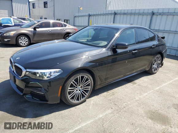 2018 BMW 5 Series 530e with VIN WBAJA9C50JB252458, listed as a Copart auction lot 58697585 with 89,050 mi miles and Salvage title. Bid and sale history available at DreamBid. Image 1.