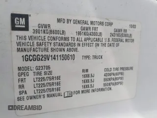 2004 Chevrolet Express Cargo with VIN 1GCGG29V141150610, listed as a IAAI auction lot 42659912 with 198,206 mi miles and . Bid and sale history available at DreamBid. Image 9.