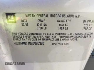 2008 Saturn Astra XE with VIN W08AR671885086385, listed as a IAAI auction lot 42156723 with 68,139 mi miles. Bid and sale history available at carsss.com. Image 9.