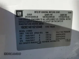 2009 Chevrolet Silverado 1500 Work Truck with VIN 1GCEC14X19Z122448, listed as a Copart auction lot 54385045 with Not Provided miles and Clean Title. Bid and sale history available at DreamBid. Image 12.