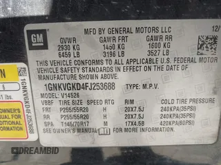 2015 Chevrolet Traverse LT with VIN 1GNKVGKD4FJ253688, listed as a IAAI auction lot 41973843 with 181,239 mi miles and . Bid and sale history available at DreamBid. Image 9.
