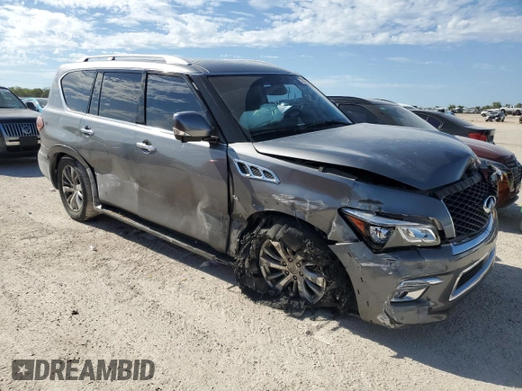 2016 Infiniti QX80 with VIN JN8AZ2NF5G9613678, listed as a Copart auction lot 70924094 with Not Provided miles and Salvage Title. Bid and sale history available at carsss.com. Image 4.