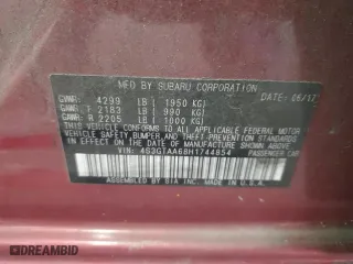 2017 Subaru Impreza with VIN 4S3GTAA68H1744854, listed as a Copart auction lot 75814254 with 120,758 mi miles and Clean Title. Bid and sale history available at carsss.com. Image 12.