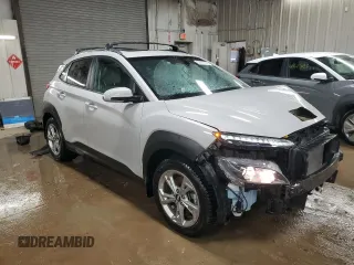 2023 Hyundai Kona SEL with VIN KM8K3CAB5PU946983, listed as a Copart auction lot 52311165 with 27,141 mi miles and Salvage Title. Bid and sale history available at DreamBid. Image 4.