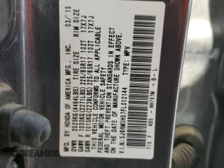 2015 Honda CR-V EX with VIN 5J6RM3H57FL012144, listed as a Copart auction lot 51909435 with 211,524 mi miles and Salvage Title. Bid and sale history available at carsss.com. Image 15.