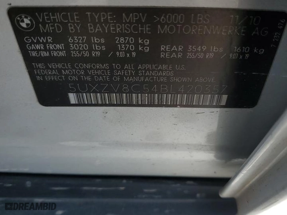 2011 BMW X5 50i with VIN 5UXZV8C54BL420357, listed as a Copart auction lot 74720394 with 165,462 mi miles and Clean Title. Bid and sale history available at carsss.com. Image 13.