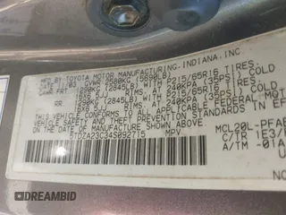 2004 Toyota Sienna CE with VIN 5TDZA23C34S092715, listed as a IAAI auction lot 42148090 with 188,710 mi miles. Bid and sale history available at carsss.com. Image 9.