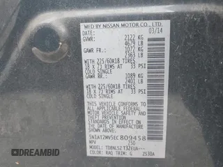 2014 Nissan Rogue SL with VIN 5N1AT2MV5EC809458, listed as a IAAI auction lot 41990143 with 127,479 mi miles. Bid and sale history available at carsss.com. Image 9.