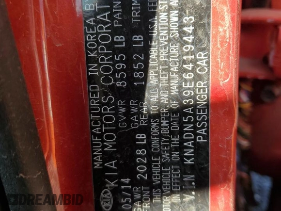 2014 Kia Rio EX with VIN KNADN5A39E6419443, listed as a Copart auction lot 78812034 with 111,229 mi miles and Salvage Title. Bid and sale history available at carsss.com. Image 12.