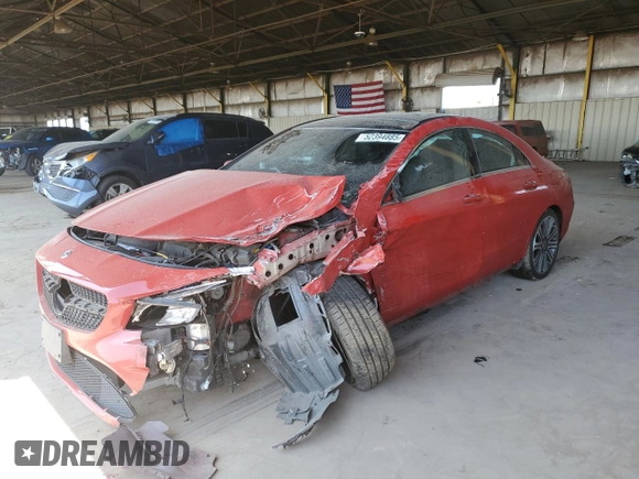 2019 Mercedes-Benz CLA 250 z VIN WDDSJ4GB0KN750546, wystawiony jako Copart lot #52394885 z przebiegiem 86 383 mil mil oraz Szkoda całkowita • Salvage title. Historia ofert i sprzedaży dostępna na DreamBid. Obrazek 1.