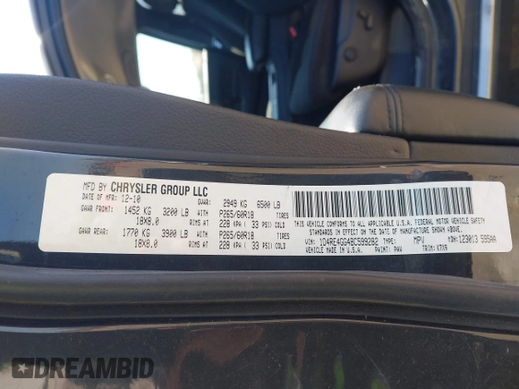 2011 Dodge Durango Crew with VIN 1D4RE4GG4BC599282, listed as a IAAI auction lot 42228048 with 150,514 mi miles and . Bid and sale history available at carsss.com. Image 9.