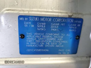 2008 Suzuki SX4 with VIN JS2YC412585104246, listed as a Copart auction lot 73253074 with 0 mi miles and Salvage Title. Bid and sale history available at carsss.com. Image 13.