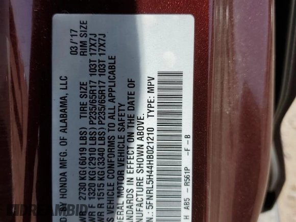 2017 Honda Odyssey EX z VIN 5FNRL5H44HB021210, wystawiony jako Copart lot #52296615 z przebiegiem 109 882 mil mil oraz Szkoda całkowita • Salvage title. Historia ofert i sprzedaży dostępna na DreamBid. Obrazek 14.