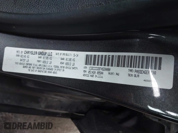 2015 Chrysler 200 C with VIN 1C3CCCCG5FN520080, listed as a IAAI auction lot 40432325 with 148,804 mi miles and . Bid and sale history available at carsss.com. Image 9.