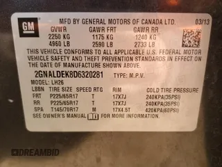 2013 Chevrolet Equinox LT with VIN 2GNALDEK8D6320281, listed as a Copart auction lot 53028725 with 196,457 mi miles and Clean Title. Bid and sale history available at carsss.com. Image 12.