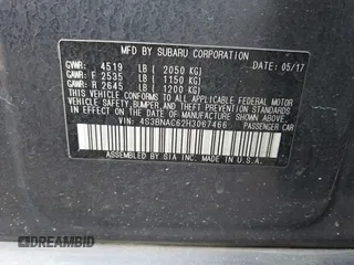 2017 Subaru Legacy Premium with VIN 4S3BNAC62H3067466, listed as a IAAI auction lot 42129220 with 184,131 mi miles and . Bid and sale history available at DreamBid. Image 9.