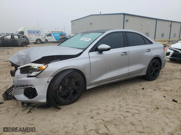 2023 Audi A3 Premium with VIN WAUAUDGY5PA114749, listed as a Copart auction lot 42438705 with 35,087 mi miles and Salvage Title. Bid and sale history available at carsss.com. Image 1.