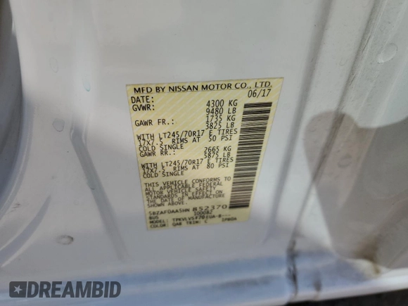 2017 Nissan NV SL z VIN 5BZAF0AA5HN852370, wystawiony jako Copart lot #78544714 z przebiegiem 71 215 mil mil oraz Szkoda całkowita • Salvage title. Historia ofert i sprzedaży dostępna na DreamBid. Obrazek 14.