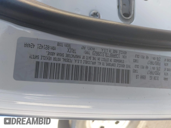 2020 Ram 1500 Tradesman with VIN 1C6RR6FT3LS128623, listed as a IAAI auction lot 41029159 with 38,850 mi miles and . Bid and sale history available at DreamBid. Image 9.