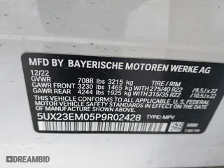 2023 BMW X7 xDrive40i with VIN 5UX23EM05P9R02428, listed as a IAAI auction lot 41695731 with 34,287 mi miles. Bid and sale history available at carsss.com. Image 9.