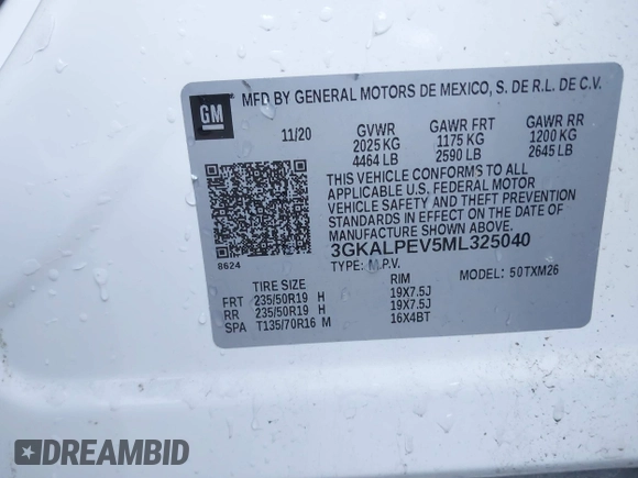 2021 GMC Terrain SLT with VIN 3GKALPEV5ML325040, listed as a IAAI auction lot 41380105 with 97,776 mi miles and . Bid and sale history available at DreamBid. Image 9.