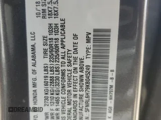2019 Honda Odyssey EX-L z VIN 5FNRL6H79KB045249, wystawiony jako Copart lot #57108075 z przebiegiem 86 038 mil mil oraz Szkoda całkowita • Salvage title. Historia ofert i sprzedaży dostępna na DreamBid. Obrazek 13.