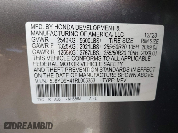 2024 Acura MDX Technology z VIN 5J8YD9H41RL005353, wystawiony jako IAAI lot #41329193 z przebiegiem 9 236 mil mil oraz . Historia ofert i sprzedaży dostępna na DreamBid. Obrazek 9.