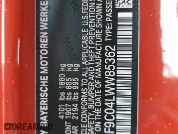 2020 BMW Z4 sDriveM40i z VIN WBAHF9C04LWW85362, wystawiony jako Copart lot #69064224 z przebiegiem Nie podano mil oraz Szkoda całkowita • Salvage title. Historia ofert i sprzedaży dostępna na DreamBid. Obrazek 13.