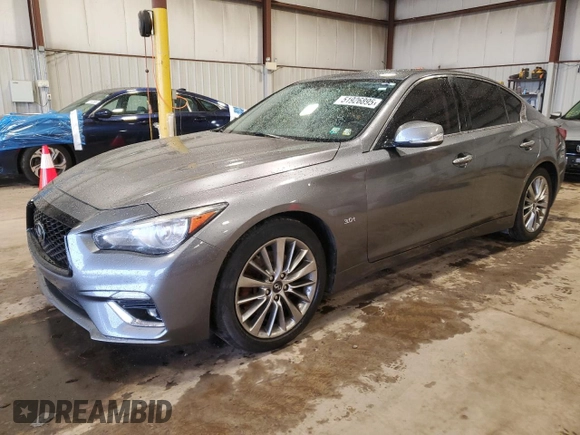 2019 Infiniti Q50 Luxe with VIN JN1EV7AP4KM519630, listed as a Copart auction lot 51926895 with 92,947 mi miles and Salvage title. Bid and sale history available at DreamBid. Image 1.