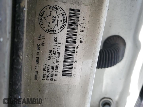 2017 Acura TLX with VIN 19UUB1F37HA800319, listed as a Copart auction lot 48968425 with Not provided miles and Non repairable. Bid and sale history available at DreamBid. Image 12.
