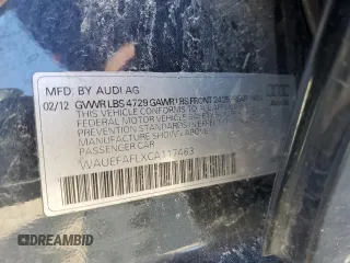 2012 Audi A4 2.0T Premium Plus with VIN WAUEFAFLXCA117463, listed as a Copart auction lot 45972935 with 107,724 mi miles and Salvage Title. Bid and sale history available at carsss.com. Image 13.