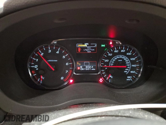 2018 Subaru WRX Limited with VIN JF1VA1H6XJ9801829, listed as a Copart auction lot 57121505 with 61,501 mi miles and Clean title. Bid and sale history available at DreamBid. Image 9.