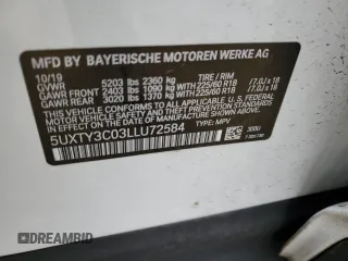 2020 BMW X3 sDrive30i with VIN 5UXTY3C03LLU72584, listed as a Copart auction lot 44106795 with 77,594 mi miles and Salvage Title. Bid and sale history available at carsss.com. Image 14.