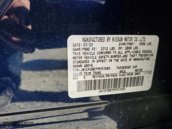 2023 Nissan ARIYA ENGAGE with VIN JN1CF0BB7PM707483, listed as a Copart auction lot 69260554 with 7,377 mi miles and Salvage Title. Bid and sale history available at carsss.com. Image 12.