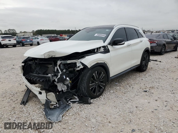 2022 Infiniti QX50 LUXE with VIN 3PCAJ5BA0NF106235, listed as a Copart auction lot 84685444 with 33,028 mi miles and Salvage Title. Bid and sale history available at carsss.com. Image 1.