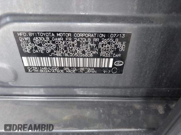 2013 Lexus GS 350 с VIN JTHBE1BL2D5026808, выставлен на аукционе IAAI как лот 42098896 с пробегом 201 463 миль миль и . История ставок и продаж доступна на DreamBid. Изображение 9.