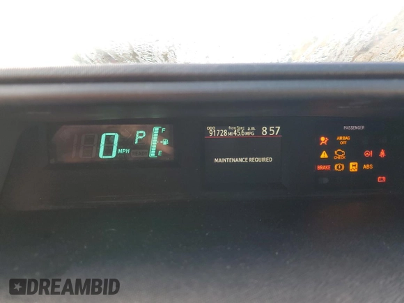 2013 Toyota Prius One with VIN JTDKDTB37D1040114, listed as a Copart auction lot 71532864 with 91,728 mi miles and Salvage Title. Bid and sale history available at carsss.com. Image 9.