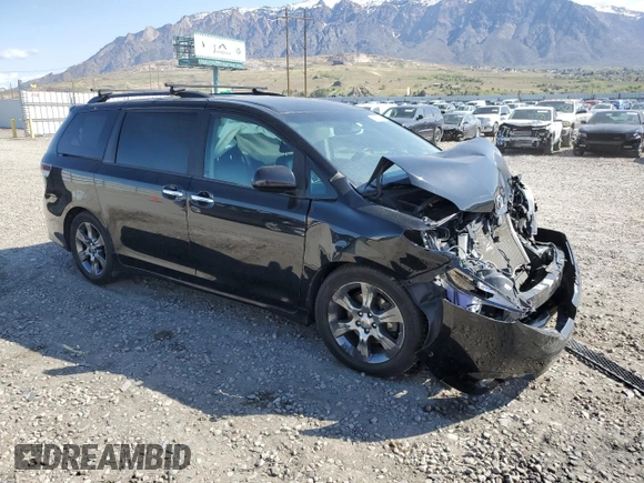 2015 Toyota Sienna SE with VIN 5TDXK3DC1FS655269, listed as a Copart auction lot 53682015 with 100,686 mi miles and Salvage Title. Bid and sale history available at DreamBid. Image 4.