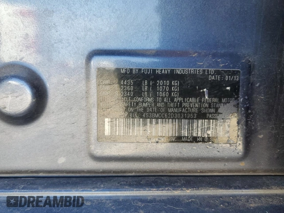 2013 Subaru Legacy Premium with VIN 4S3BMCC62D3031253, listed as a Copart auction lot 49131375 with 125,762 mi miles and Salvage Title. Bid and sale history available at carsss.com. Image 12.