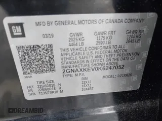 2019 Chevrolet Equinox LT z VIN 2GNAXKEV0K6247052, wystawiony jako IAAI lot #42192710 z przebiegiem 76 813 mil mil oraz . Historia ofert i sprzedaży dostępna na DreamBid. Obrazek 9.