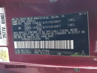 2014 Toyota Sienna L z VIN 5TDZK3DC2ES505680, wystawiony jako IAAI lot #42307763 z przebiegiem 170 628 mil mil oraz . Historia ofert i sprzedaży dostępna na DreamBid. Obrazek 9.