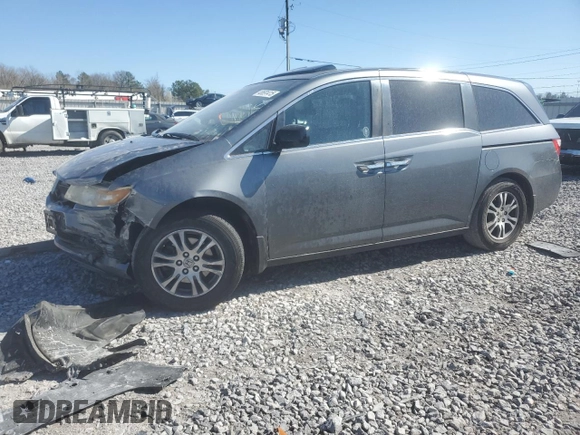 2013 Honda Odyssey EX-L with VIN 5FNRL5H6XDB015049, listed as a Copart auction lot 48691415 with 150,480 mi miles and Salvage Title. Bid and sale history available at DreamBid. Image 1.