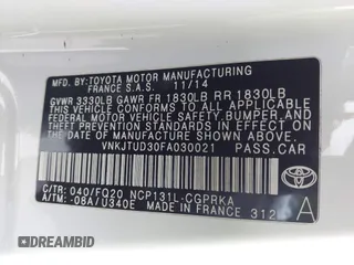 2015 Toyota Yaris L with VIN VNKJTUD30FA030021, listed as a IAAI auction lot 41805928 with 188,849 mi miles and . Bid and sale history available at carsss.com. Image 9.